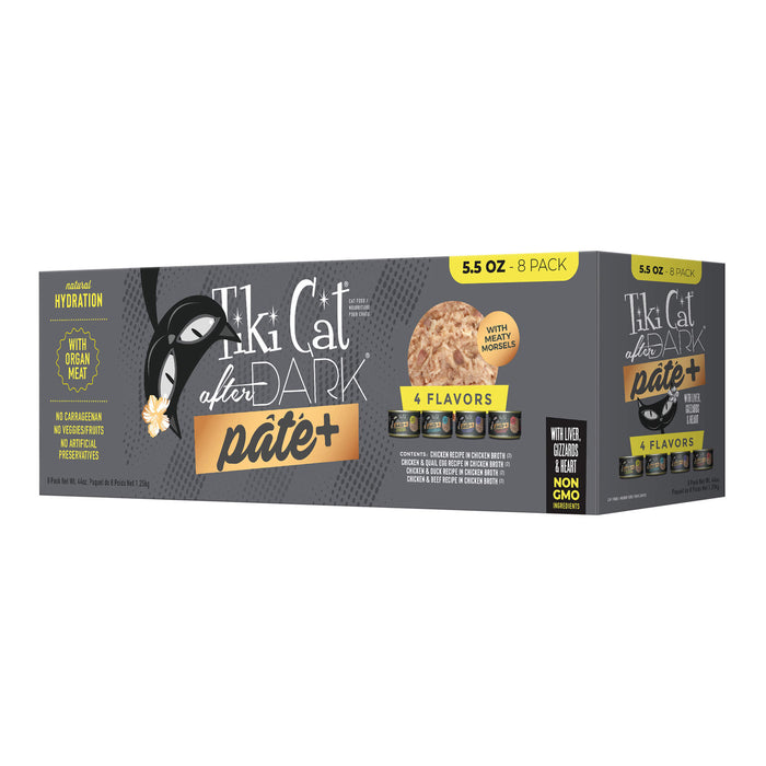 Tiki Cat After Dark Pâté+ Wet Cat Food, High Protein, Grain - Free - 2PTV - Variety Pack - 5.5oz, 8 ct - 18