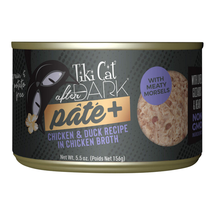 Tiki Cat After Dark Pâté+ Wet Cat Food, High Protein, Grain - Free - 2PU2 - Chicken & Duck - 5.5oz, 8 ct - 16
