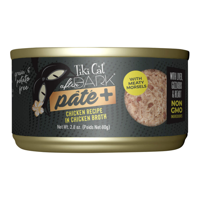 Tiki Cat After Dark Pâté+ Wet Cat Food, High Protein, Grain - Free - 2PU4 - Chicken - 2.8oz, 12 ct - 3