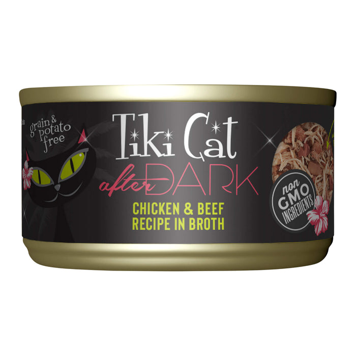 Tiki Cat After Dark Wet Cat Food, Chicken & Beef, 2.8 oz Cans, 12 ct - 2PU7 - 2.8oz, 12 ct - Chicken & Beef - 1