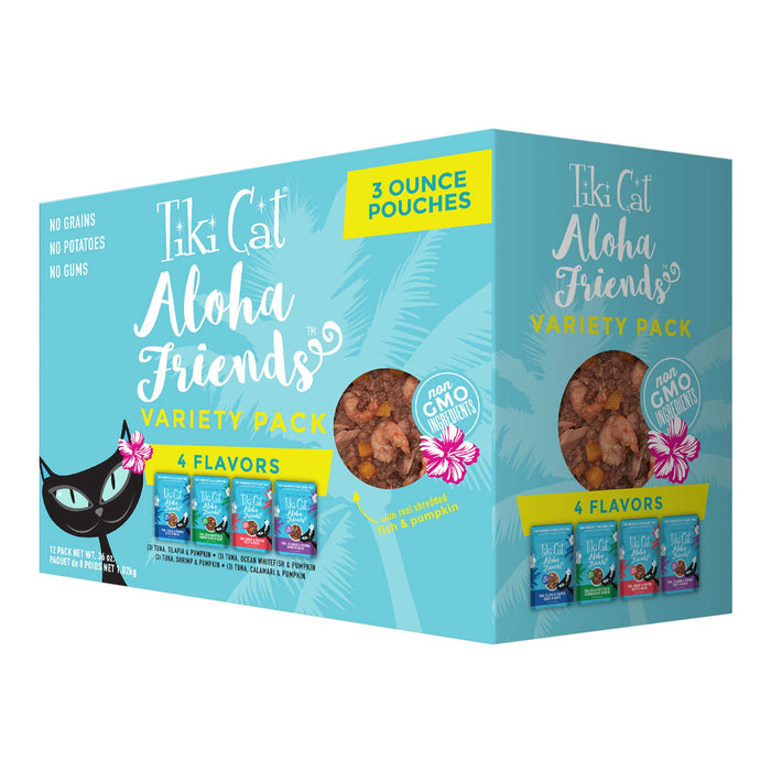 Tiki Cat Aloha Friends Wet Cat Food, Variety Pack, Pouches - 2PUY - Fish & Pumpkin - 3oz, 12 ct - 3