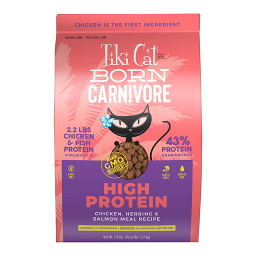 Tiki Cat Born Carnivore High Protein Dry Cat Food, Chicken, Herring & Salmon Meal - 2PVC - 2.8lb - Chicken, Herring & Salmon - 2