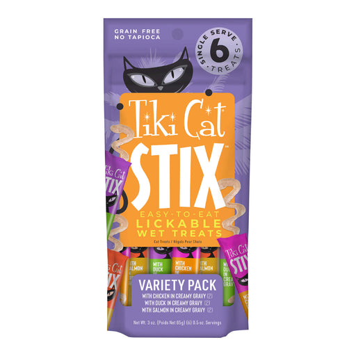 Tiki Cat Stix Wet Cat Treats, Variety Pack, Case of 12 (6 ct) - 2PWH - 3 oz, 6 ct - Case of 12 - 1