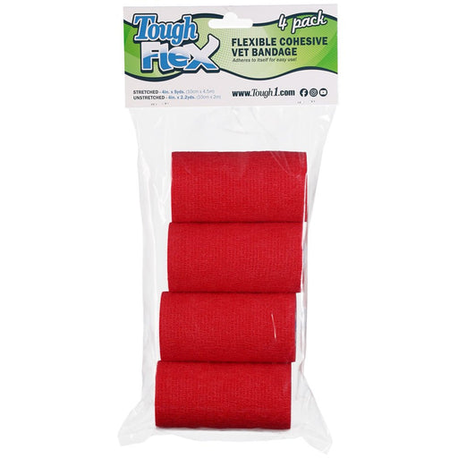Tough Flex Cohesive Vet Bandages, 4 pk - JTI11R - Red - 4pk - 25