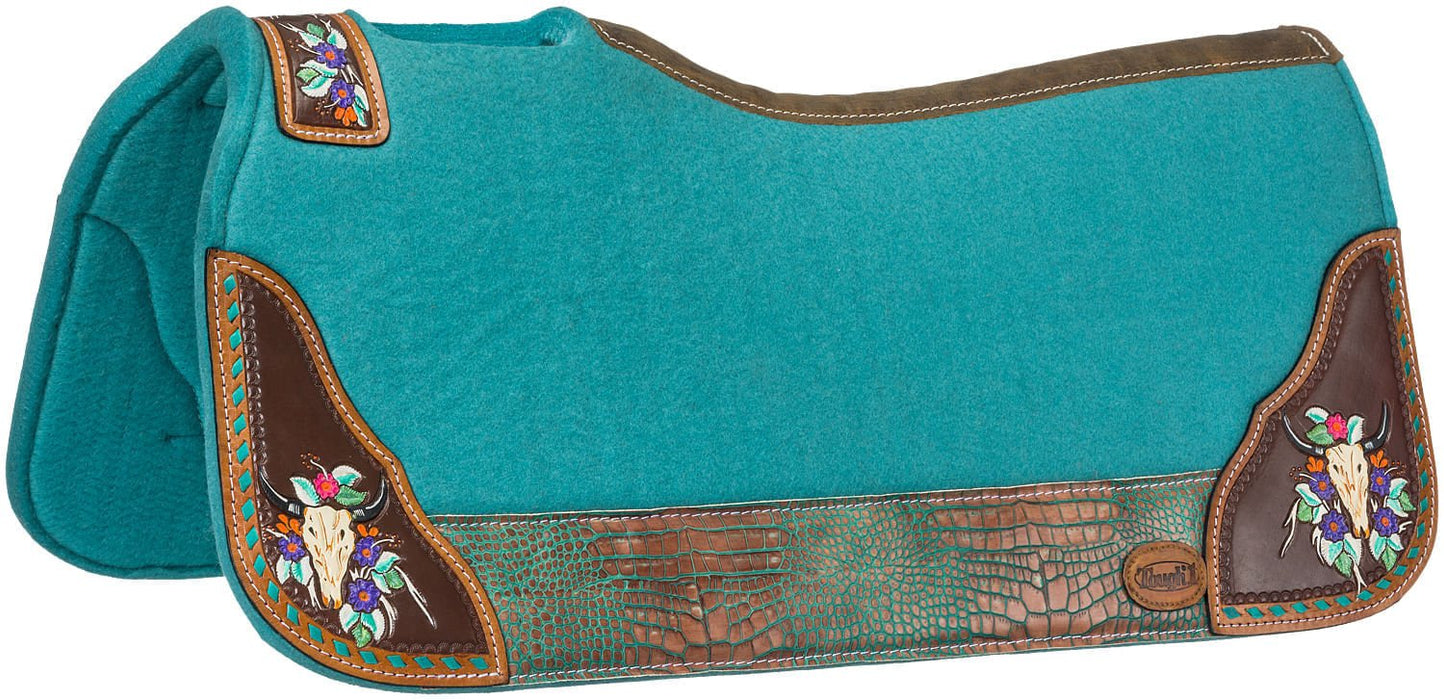 Tough1 Hand Painted Steer Skull Saddle Pad - Jeffers - Horse Supplies > Horse Tack > Saddle Pads & Blankets