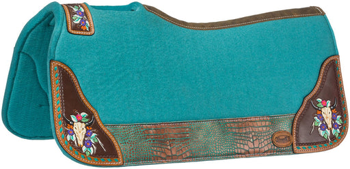 Tough1 Hand Painted Steer Skull Saddle Pad - Jeffers - Horse Supplies > Horse Tack > Saddle Pads & Blankets