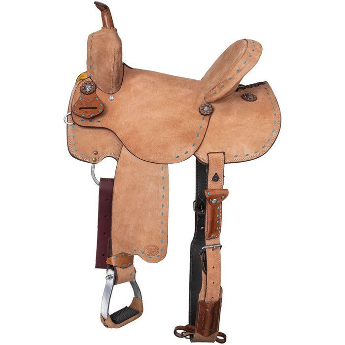Tough1 Medina Buckstitch Roughout Barrel Saddle - JTIB9J - 14 in - 2