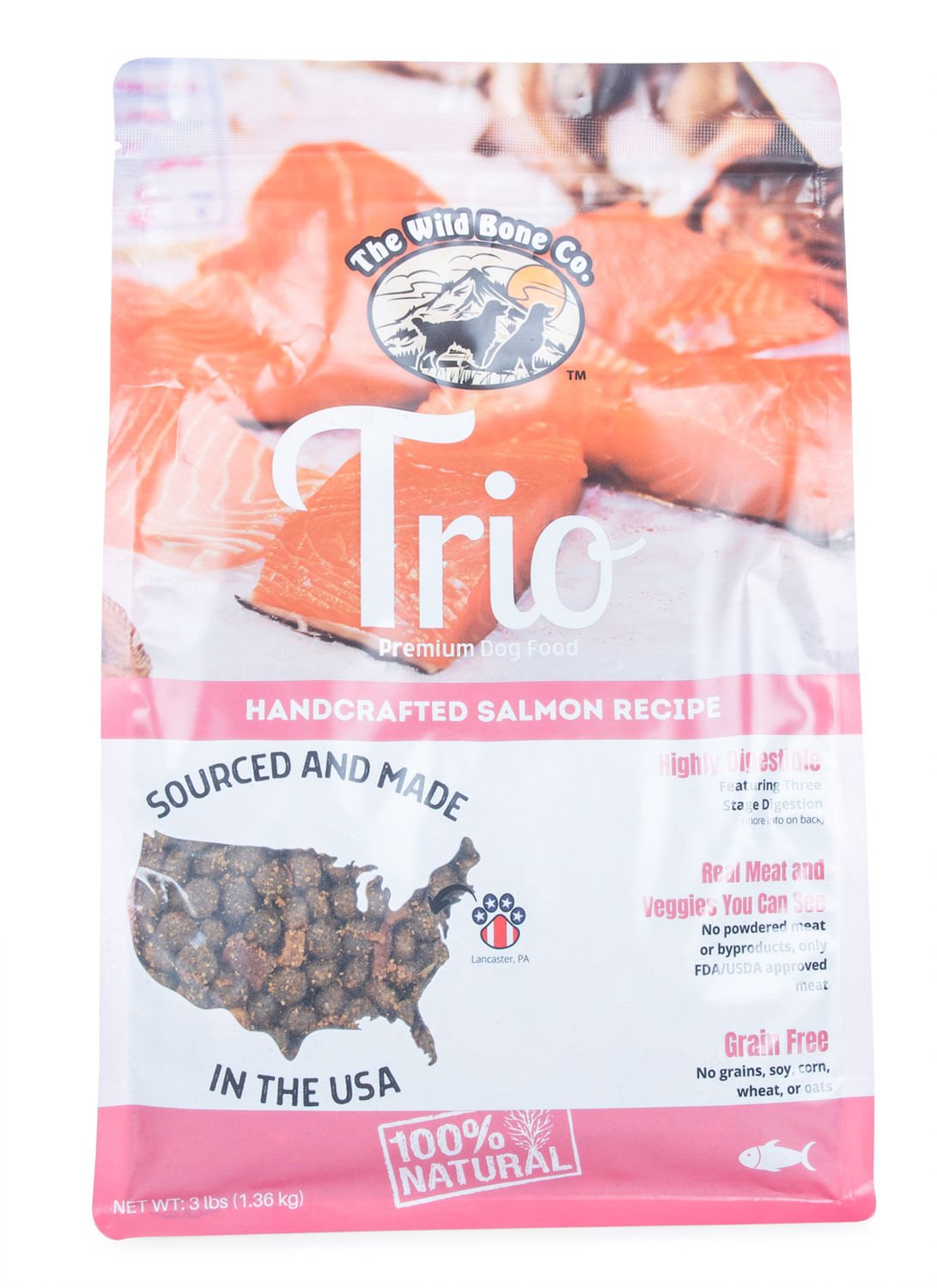 The Wild Bone Co. Trio Premium Grain Free Dry Dog Food, 3 lbs