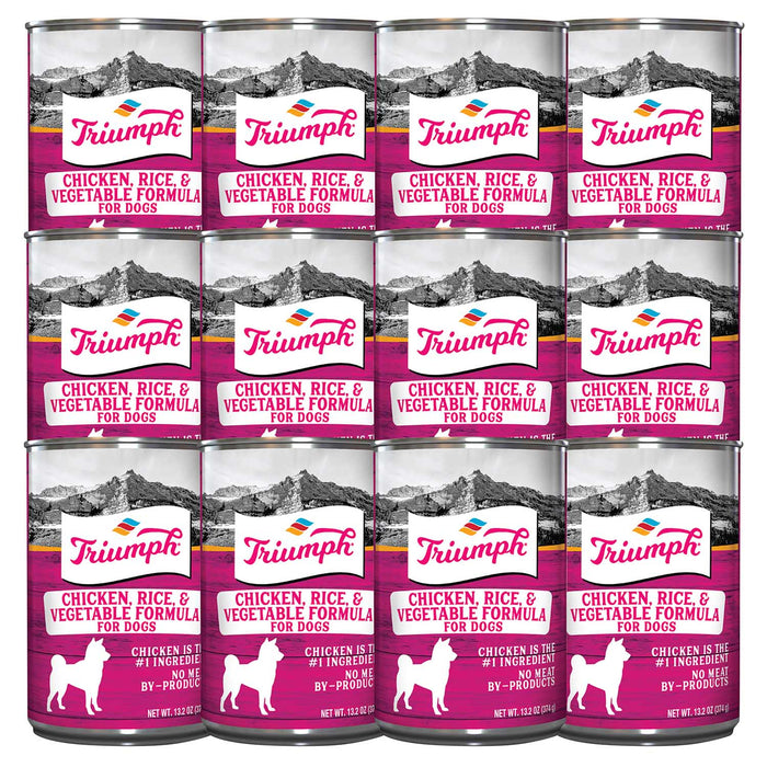 Triumph Dog Food, 13.2 oz - SUS3A-12PK - 13 oz - Chicken/rice - 12 - 10