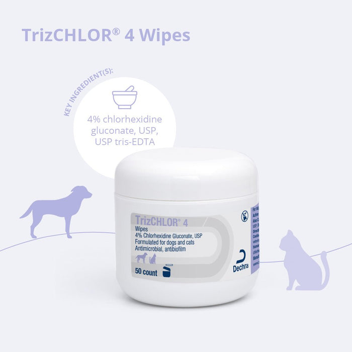 TrizCHLOR 4 Wipes – Antimicrobial Skin Care for Dogs & Cats, 50 ct - 013DP-0077 - 50 ct - 2