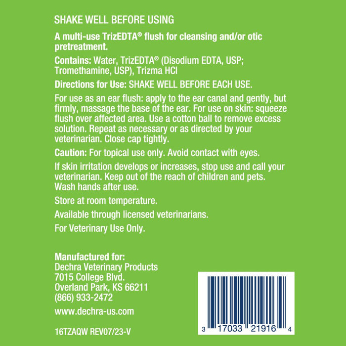 TrizEDTA Aqueous Flush – Multi - Use Ear & Skin Cleanser for Dogs, Cats & Horses - 006DP-19164 - 16 oz - 3