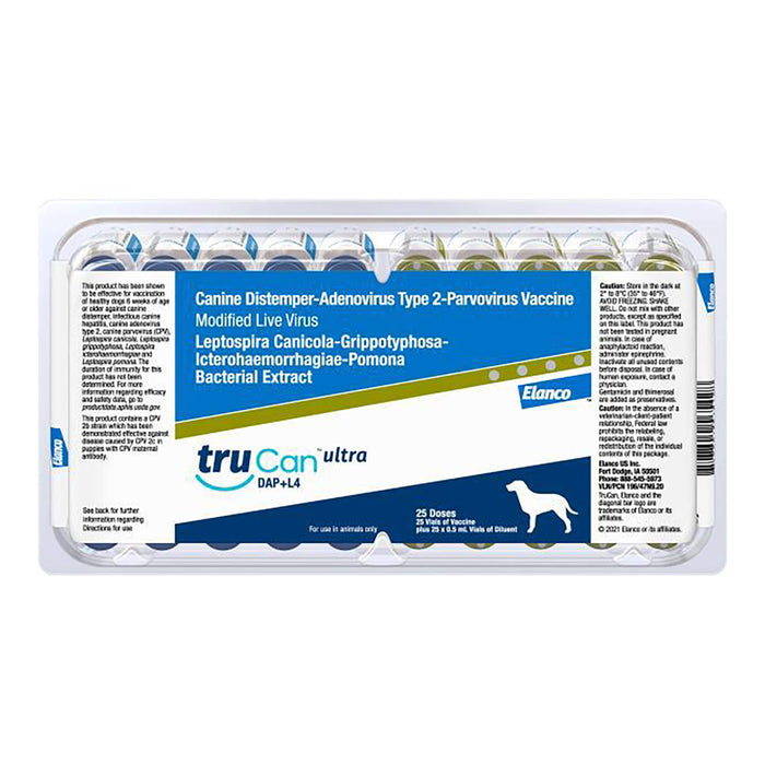 TruCan Ultra DAP+L4 / Ultra Duramune DAP+ 4L Vaccine for Dogs (25 x 1ml) - G5WF - 1ml - 25ct - 1