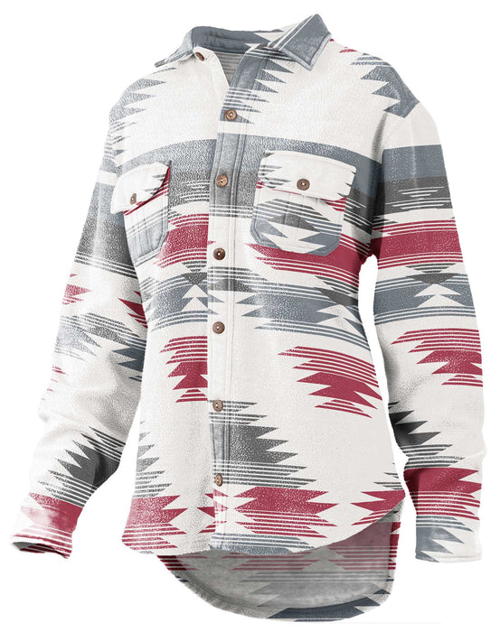 Turnrows Women's Aztec Reversed Fleece Shacket - Jeffers - Women > Women's Clothing > Women's Jackets & Outerwear