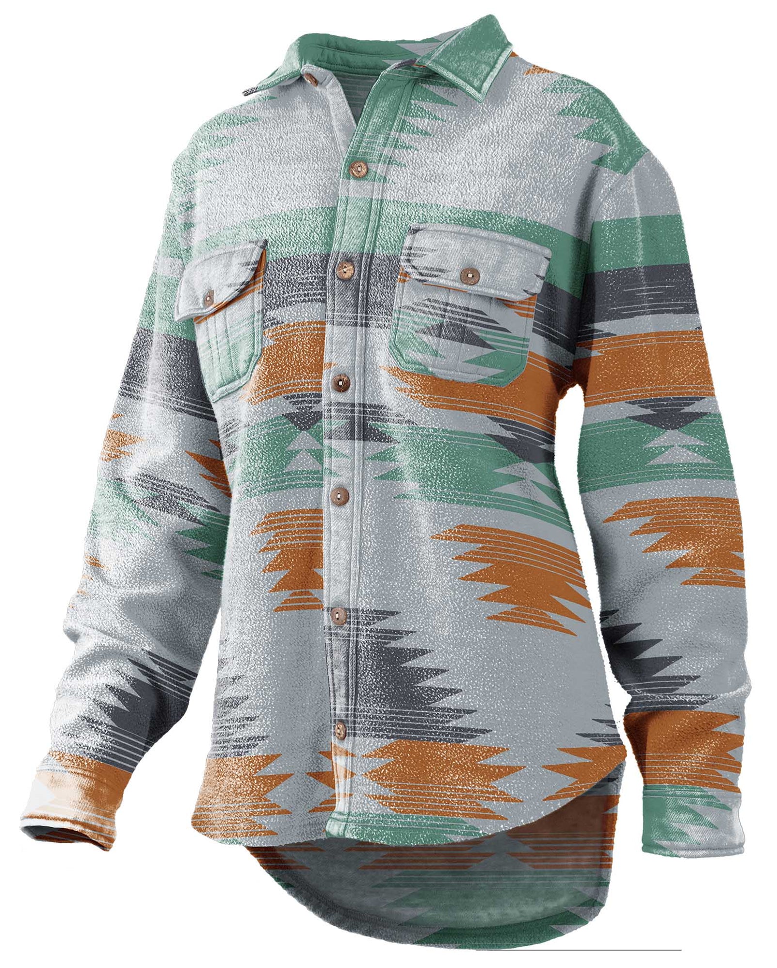 Turnrows Women's Aztec Reversed Fleece Shacket, L/XL — Jeffers
