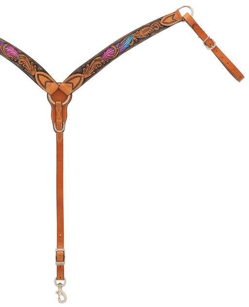 Turquoise Cross Twisted Feather Contoured Breast Collar - Jeffers - Horse Supplies > Horse Tack > Breast Collars