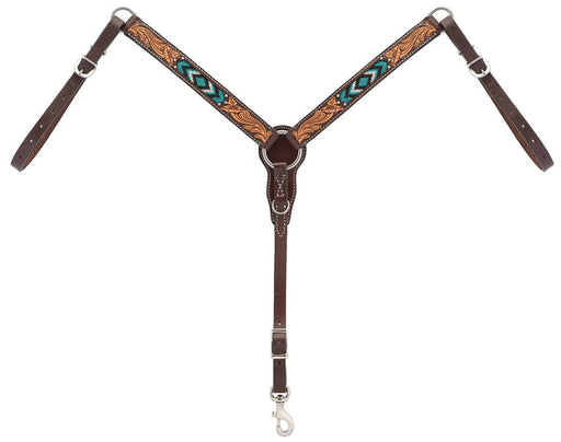 Turquoise Cross Two Toned Pony Breast Collar - Jeffers - Horse Supplies > Horse Tack > Breast Collars