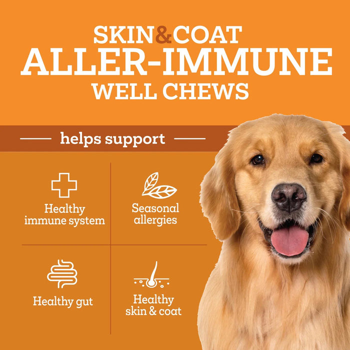Vetality Aller-Immune Skin & Coat Well Chews for Dogs (in canister) Size all sizes
