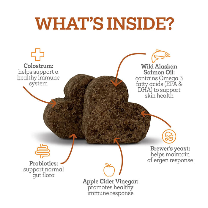 Vetality Aller-Immune Skin & Coat Well Chews for Dogs (in canister) Size all sizes