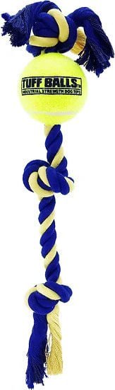 Twisted Chews, Medium Three Knot Cotton Rope w/Tuff Ball - Jeffers - Dog Supplies > Dog Toys