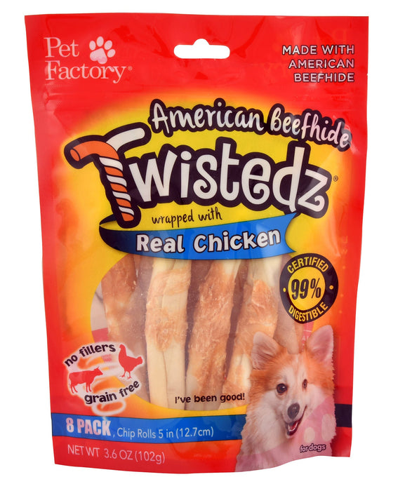 Twistedz 5' Beefhide Chip Rolls Wrapped with Real Meat, 8 - pk - Jeffers - Dog Supplies > Dog Treats