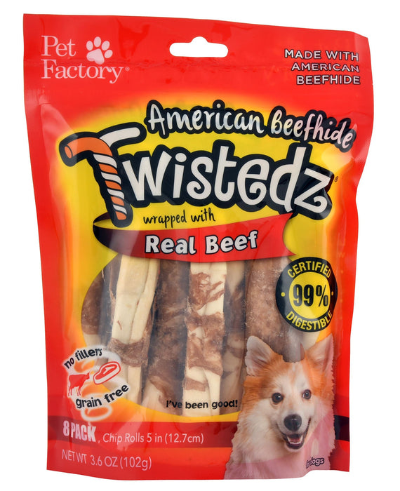 Twistedz 5' Beefhide Chip Rolls Wrapped with Real Meat, 8 - pk - Jeffers - Dog Supplies > Dog Treats