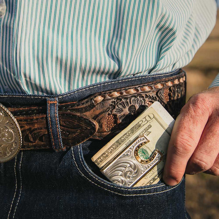 Two - Tone Carved Horseshoe Money Clip - Jeffers - Men > Men's Caps, Belts, Buckles