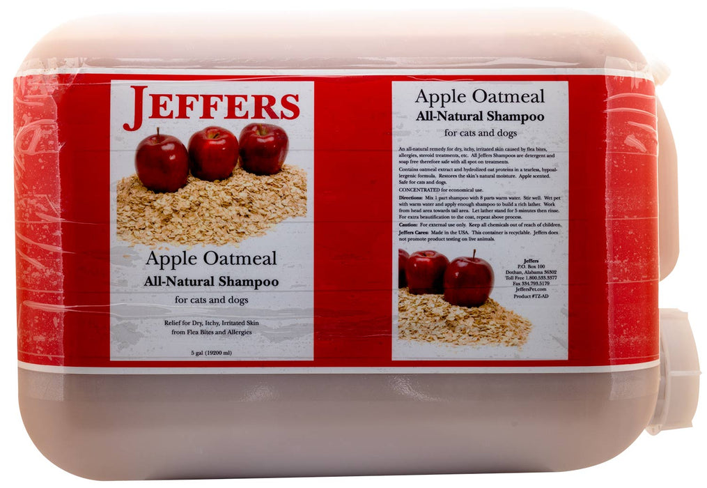 Jeffers Pet Apple-Oatmeal Shampoo for Dogs and Cats - Apple Deluxe Oatmeal Shampoo, 5 gallon  