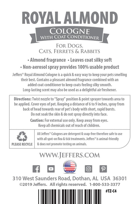 Colognes for Pets by Jeffers, 16 oz - Royal Almond Cologne, 16 oz  