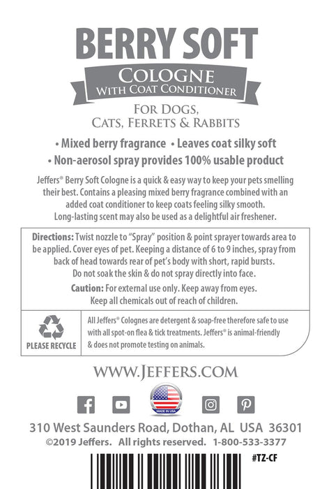 Colognes for Pets by Jeffers, 16 oz - Berry Soft Cologne, 16 oz  