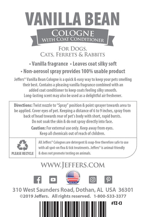 Colognes for Pets by Jeffers, 16 oz - Vanilla Bean Cologne, 16 oz  