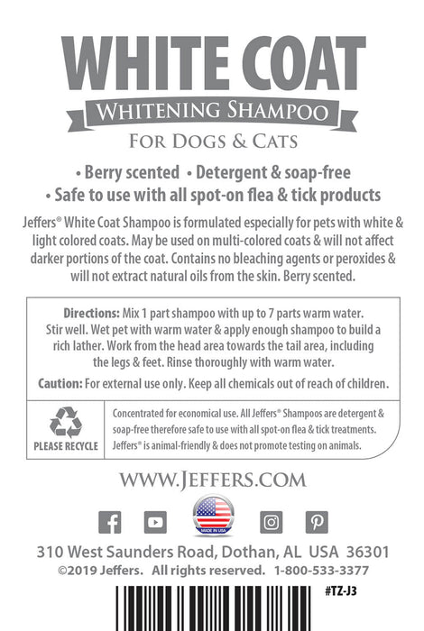 Jeffers White Coat Pet Shampoo - 17 oz White Coat Shampoo  