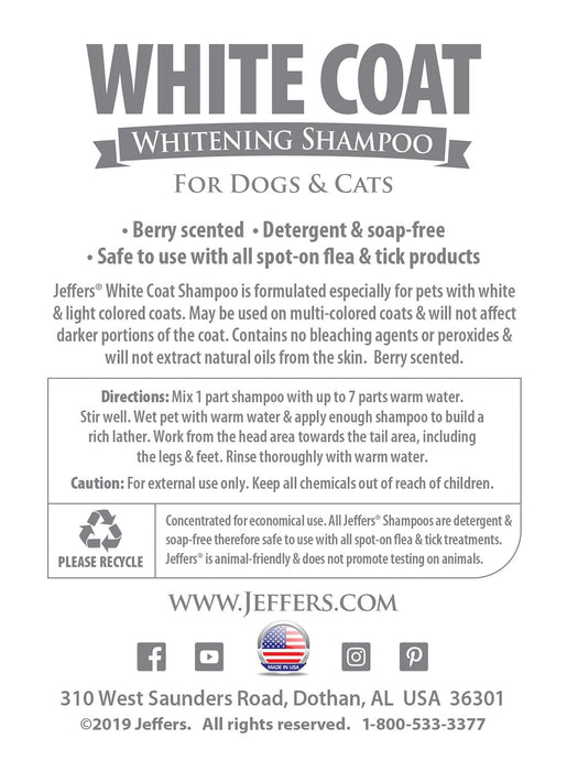 Jeffers White Coat Pet Shampoo - Gallon, White Coat Shampoo  