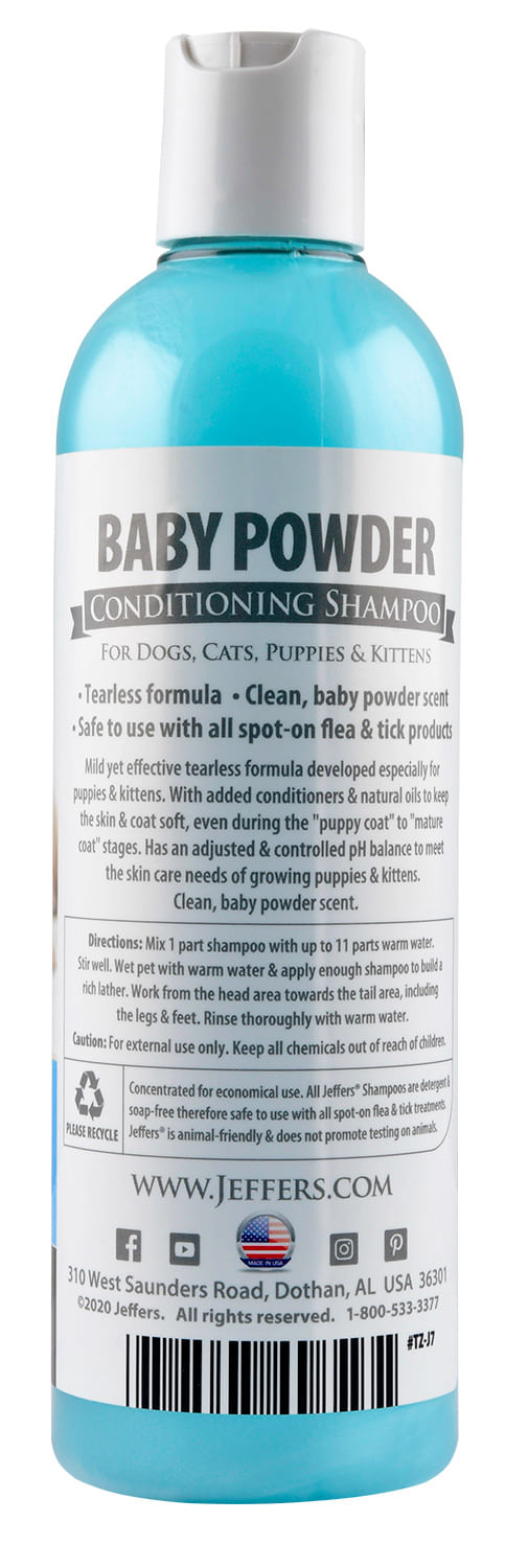 Jeffers Baby Powder Tearless Conditioning Shampoo - 16 oz Baby Powder Shampoo  