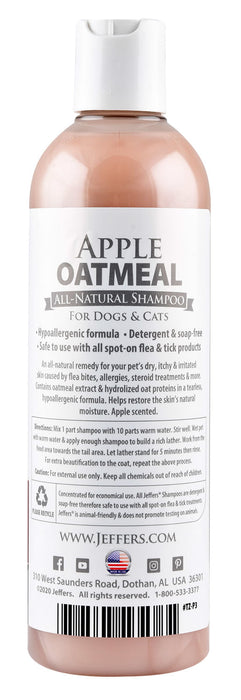 Jeffers Pet Apple-Oatmeal Shampoo for Dogs and Cats - Apple Deluxe Oatmeal Shampoo, 17 oz  