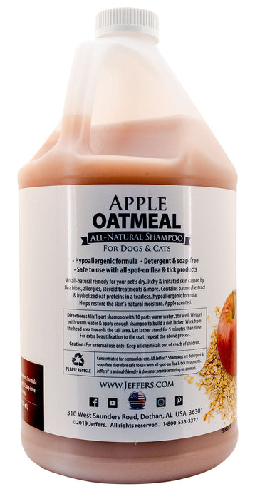 Jeffers Pet Apple-Oatmeal Shampoo for Dogs and Cats - Apple Deluxe Oatmeal Shampoo, gallon  