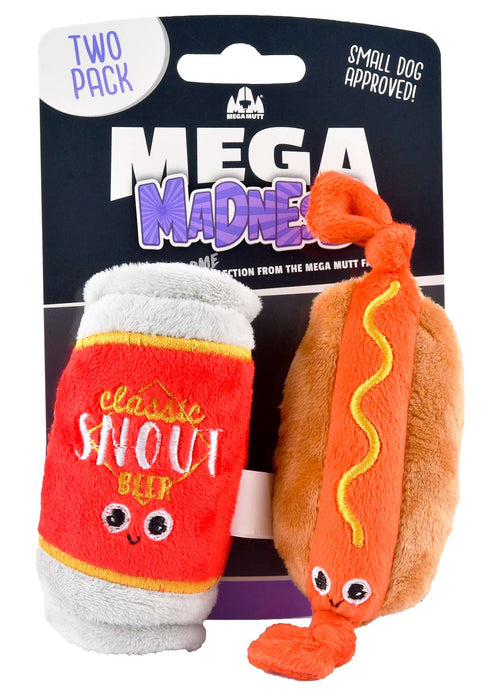 2-pk Beer & Hot Dog Mega Madness Small Dog Toy Set -   