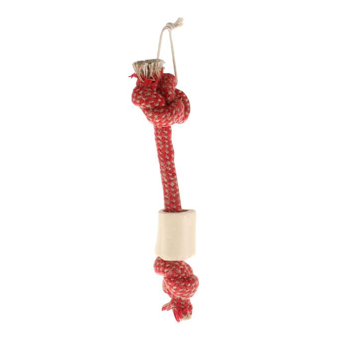 Choy Rope Dog Toy, 9" - Red with Bone  