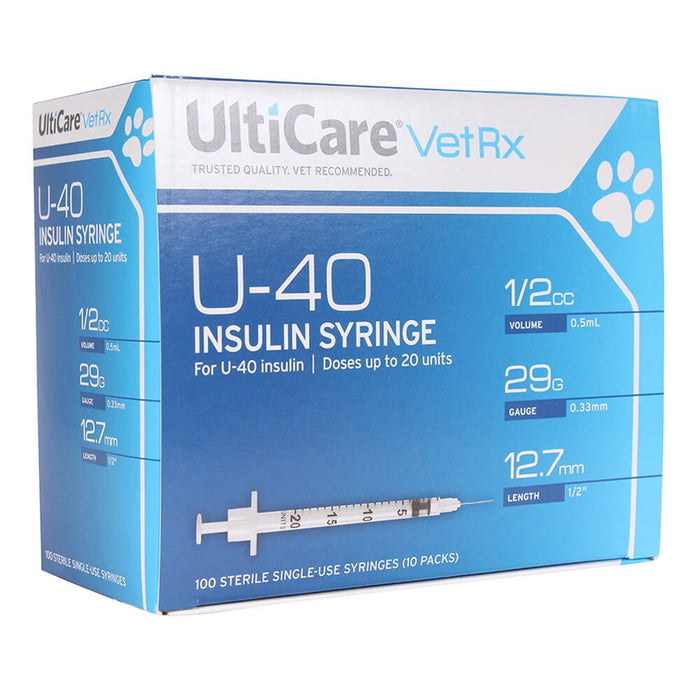 UltiCare U - 40 Insulin Syringes, 29ga x ½", Box of 100 ct - 01101UC-5 - 1/2 cc - 1