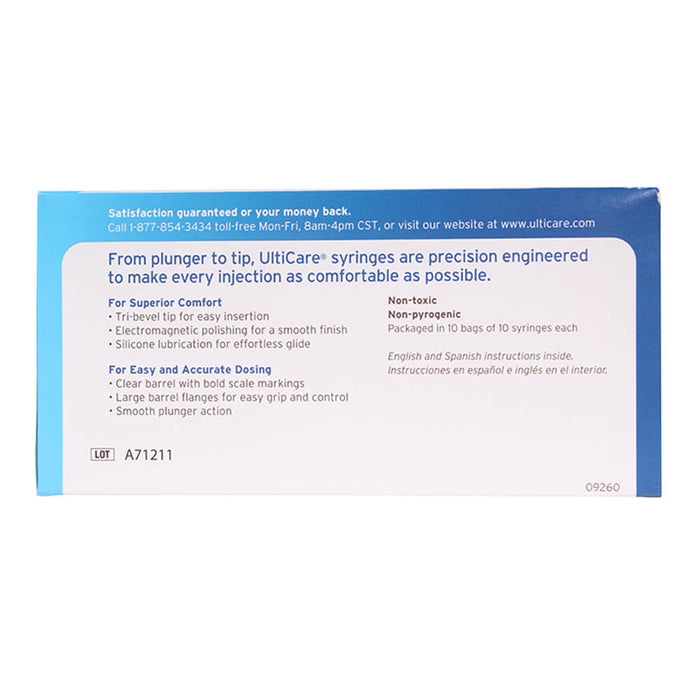 UltiCare U - 40 Insulin Syringes, 29ga x ½", Box of 100 ct - 01101UC-5 - 1/2 cc - 3