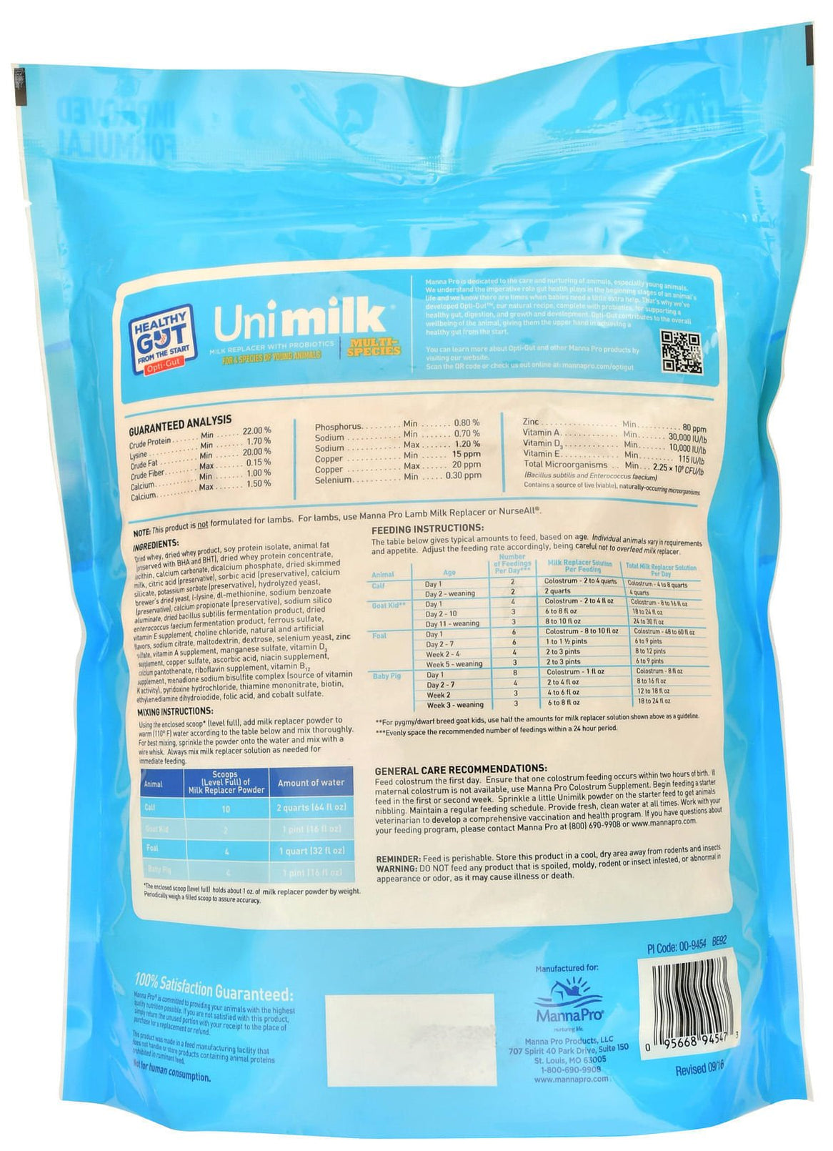 Manna Pro Unimilk Multi-Purpose Milk Replacer — Jeffers