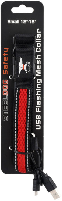 USB Rechargeable LED Dog Collar, Red/Black - Jeffers - Dog Supplies > Dog Apparel > Dog Collars, Harnesses, & Leashes