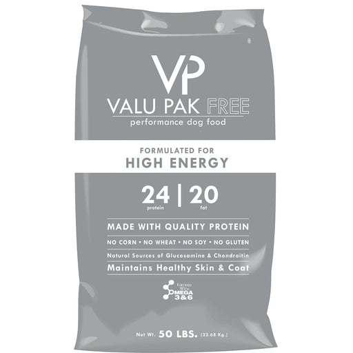 Valu-Pak Free 24-20 Performance Gluten Free Dry Dog Food for High Energy (Silver Bag), 50 lb - NWC7 - Chicken & Pork - 50 lb - 1