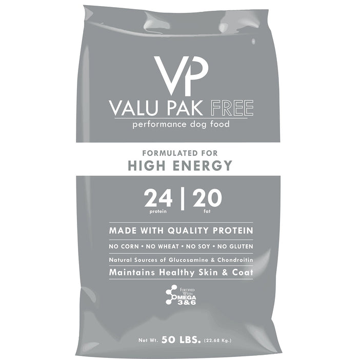 Valu-Pak Free 24-20 Performance Gluten Free Dry Dog Food for High Energy (Silver Bag), 50 lb - NWC7 - Chicken & Pork - 50 lb - 1