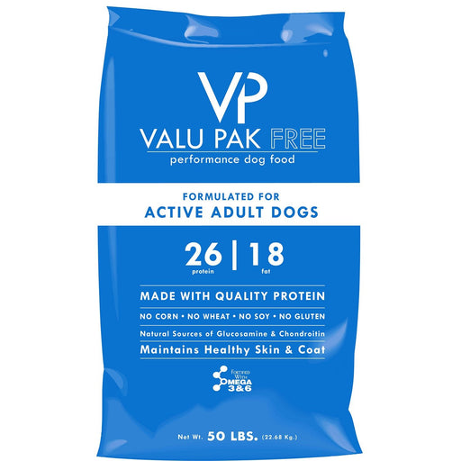Valu-Pak Free 26-18 Performance Gluten Free Dry Dog Food (Blue Bag) for Active Dogs, 50 lb - NWB2 - Chicken & Pork - 50 lb - 1