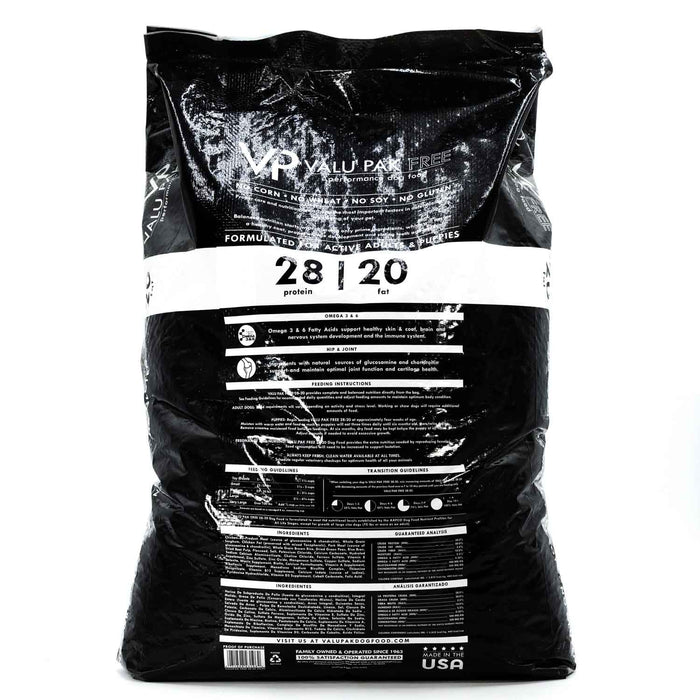 Valu-Pak Free 28-20 Performance Gluten Free Dry Dog Food for Active Dogs (Black Bag) - NWB1 - Chicken & Pork - 50 lbs - 11