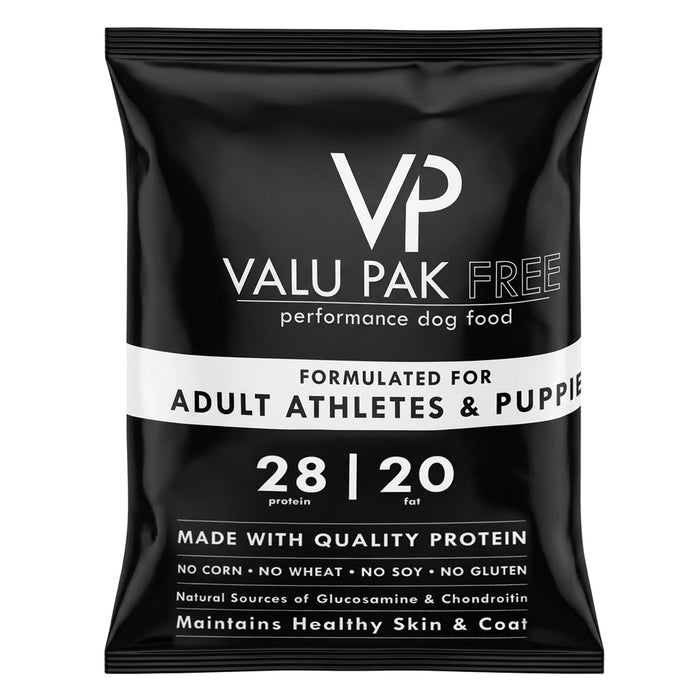 Valu-Pak Free 28-20 Performance Gluten Free Dry Dog Food for Active Dogs (Black Bag) - NWDQ - Chicken & Pork - Sample - 12