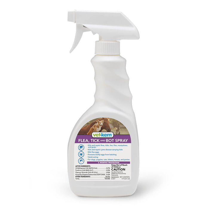 Vet - Kem Flea, Tick & Bot Spray, 16 oz - 021PRN-27066 - 16 oz - 1