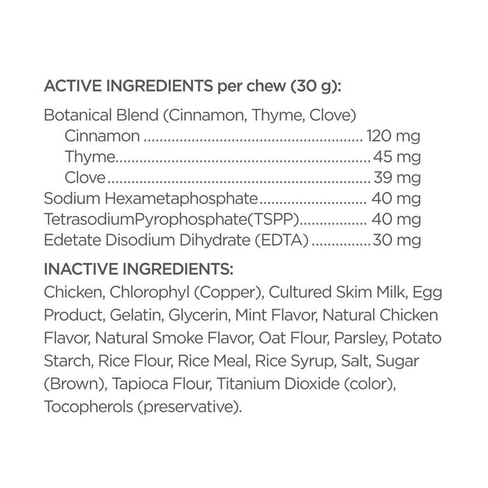 Vetality Brush Free Daily Dental Chews for Dogs, Plaque & Tartar Control, Fresh Breath - TVB3S - Mint - 30 ct - 9