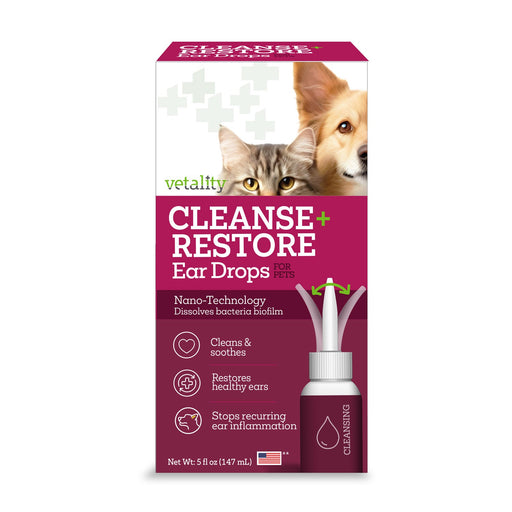 Vetality Cleansing Restore Ear Drops for Pets – Ear Health Maintenance & Prevention - TVB3Y - 5 fl oz - 1 ct - 1