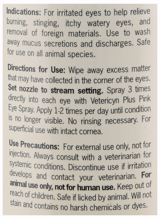 Vetericyn Plus Antimicrobial Pinkeye Spray, 16 oz - Jeffers - Animal Health & Wellness > Eye Care